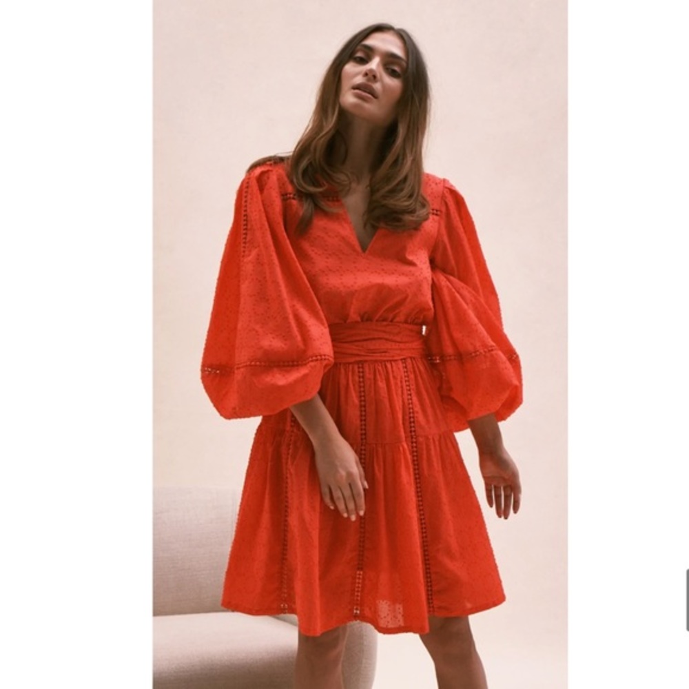 Toccin Tiered Boho Dress in Hibiscus - Picture 2 of 6